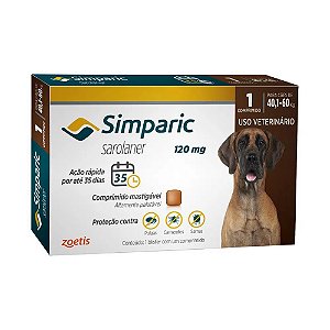 Simparic Antipulgas e Carrapatos Oral Cães 120Mg Marrom 40.1 A 60Kg 1 Tablete