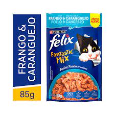 Ração Úmida Sache Felix Fantastic Delis gatos Mix Sabor Frango e Caranguejo 85g