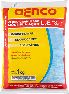 Cloro Granulado Multipla Ação 3 em 1 L.E Genco 1kg