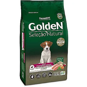 Ração Golden Seleção Natural Cães Filhotes Porte Pequeno Frango e Arroz Mini Bits