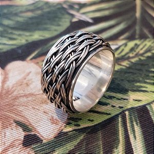 Anel Prata Bali 925 Artesanal Largo - SOB ENCOMENDA