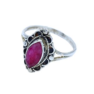 Anel de Prata 925 feminino com Rubi Indiano - R002