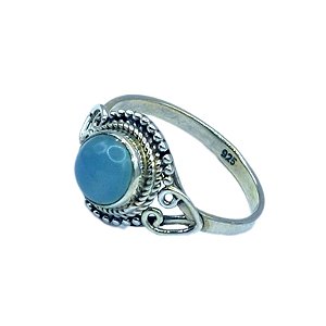 Anel de Prata 925 Calcedônia Azul - lançamento C005