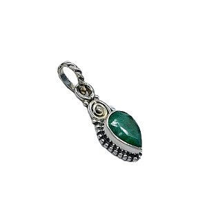 Pingente prata 925 - pedra Esmeralda - Gota