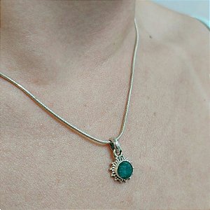 Pingente Indiano de Prata 925 com Esmeralda - Charm
