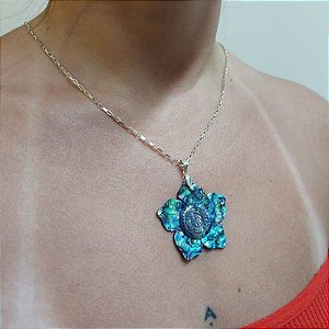 Pingente Flor de Lotus Prata 925 - Bali - Abalone - Lançamento