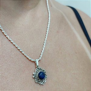 Pingente Prata 925 Bali Pedra natural Lápis Lazuli - Lançamento
