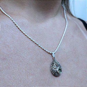 Pingente em Prata Bali 925 100% artesanal e Pedra Citrino| Feito em Bali