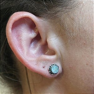Brinco de Prata 925 com Pedra da Lua - indiano Mandala