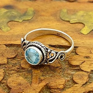 Anel life Prata de bali 925 Topázio Azul - Lançamento