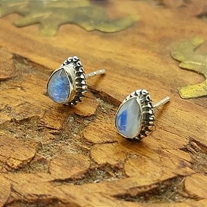 Brinco de Prata 925 indiano Gota Pedra da Lua