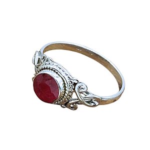 Anel de Prata 925 com Pedra Rubi - Índia