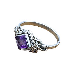 Anel Life Prata 925 Ametista - Quadrado