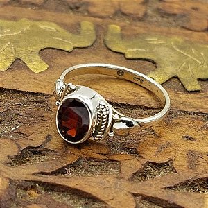 Anel Life Prata 925 pedra Granada