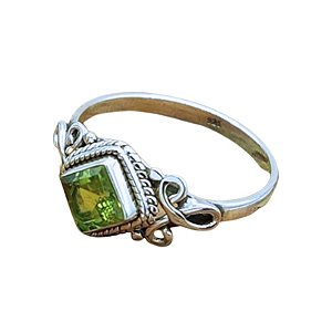 Anel Boho Prata 925 Indiano quadrado - Peridoto