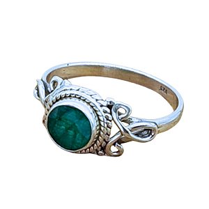 Anel de Prata 925 Boho com Esmeralda