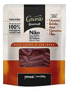 Massa Gourmet Penne com Cenoura, Batata Doce, Chia e Cúrcuma - Casarão - Pacote 300g