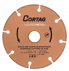 DISCO DE CORTE DIAMANTADO SUPER METAL ESMERILHADEIRA 4,1/2' 115 MM