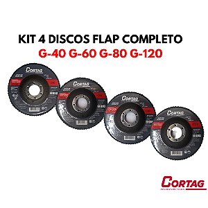 Kit2 4 Discos Flap G 40 - G 60 - G 80 - G 120 Cortag