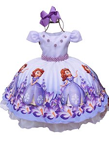 Vestido Infantil Princesa Sofia Lilás Luxo