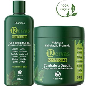 Shampoo Anticaspa 12 Ervas + Máscara Combate a queda 500g