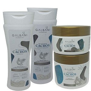 Kit Shampoo-Condicionador-Ativador-Máscara Cachos Galbani