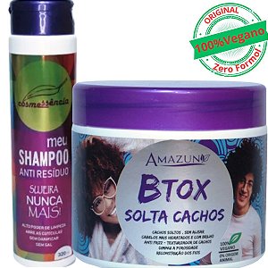 Kit Shampoo E Botox Solta Cachos Anti Frizz Amazun
