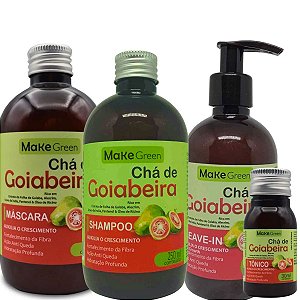 Shampoo Máscara 250g Leave in 250g Tônico Chá de Goiabeira