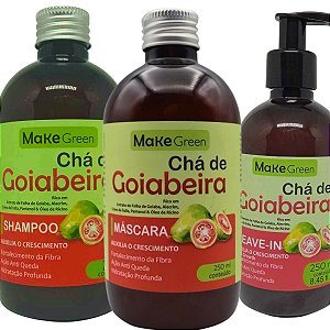 Shampoo Máscara 250ml Leave in 250g Chá de Goiabeira