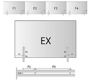 Guarda corpo fixado com coluna tipo torre de 2 furo 4 peça