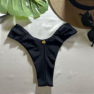 Calcinha de Biquíni Aurora Preto Fio Duplo