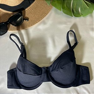 Top de Biquíni Meia Taça Aurora Preto