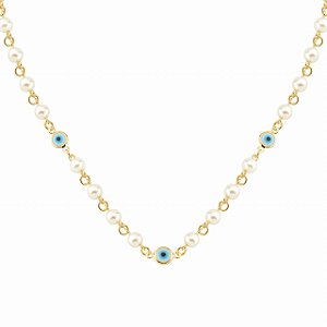 Chocker Pérolas e Olho Grego