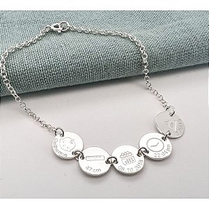 Pulseira Nascimento 5 Medalhas - Sob Encomenda