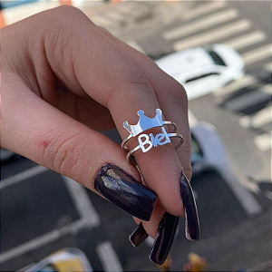 Anel Manuscrito Duplo com Coroa