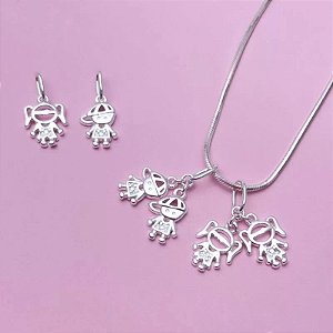 Pingente 2 Meninas Prata