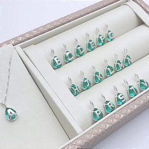 Pingente Gota Zircônia Letra Inicial