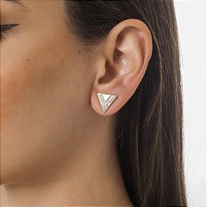 Brinco Geometrico Triangulo com Zirconias