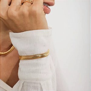 Pulseira Malha Larga 8mm Fecho Gaveta