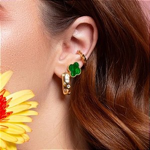 Brinco em Formato de Trevo Verde