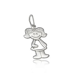 Pingente Prata Menina Vestida Vazada