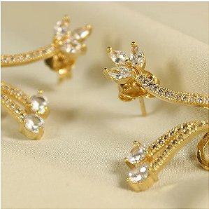 Brinco Ear Cuff com Microzircônias e Zircônias