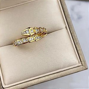 Anel Forma de Cobra  Inspirado Cravejado em Zircônias