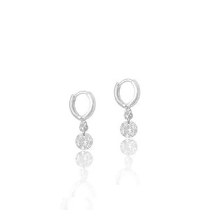 Brinco Prata Argolinha C/ Ponto De Luz Zirconia 6mm