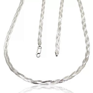Gargantilha Prata 40cm Trançada 3 Fios
