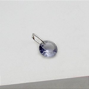 Pingente Prata Pedra de Vidro 6mm Redonda Cores