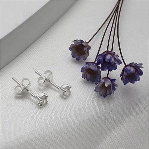 Brinco Prata Zirconia Carre 3mm