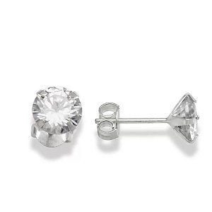 Brinco Prata 925 7mm Solitário Redondo