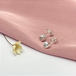 Brinco Prata Zirconia 4mm