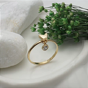 Anel Borboleta Lisa 1 Ponto Zircônia